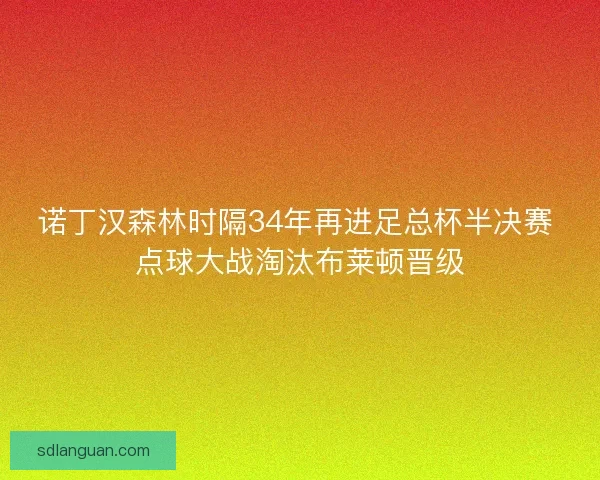 诺丁汉森林时隔34年再进足总杯半决赛 点球大战淘汰布莱顿晋级